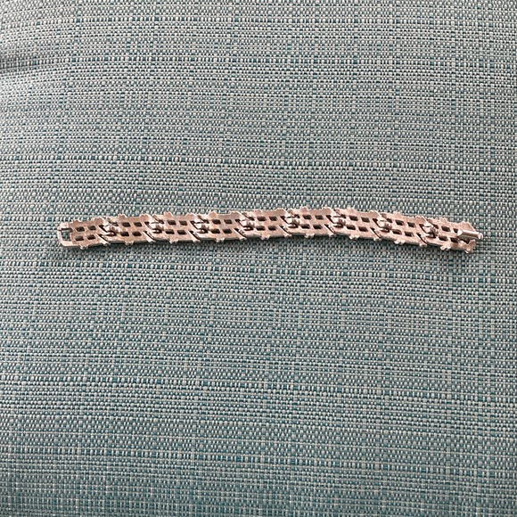 Trifari Silvertone and White Enameled Braided Bracelet - Picture 4 of 7